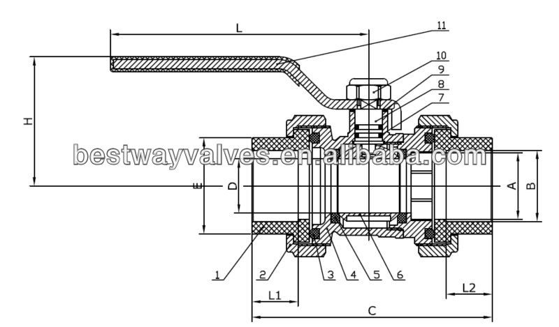 Dn20-Dn63mm Brass PPR Ball Valve